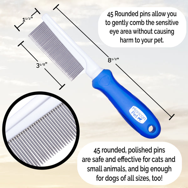 Horicon Pet 45 Pin Face & Finishing Comb With Stainless Steel Metal Teeth - Dogs, Cats & Small Animals for Removing Matted Fur, Knots & Tangles