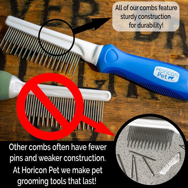 Horicon Pet 45 Pin Face & Finishing Comb With Stainless Steel Metal Teeth - Dogs, Cats & Small Animals for Removing Matted Fur, Knots & Tangles