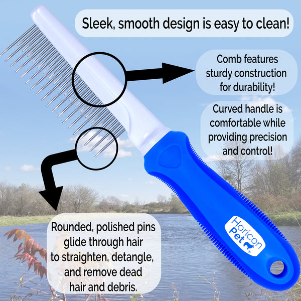 37 Pin Detangling Grooming Comb with Long & Short Stainless Steel Metal Teeth
